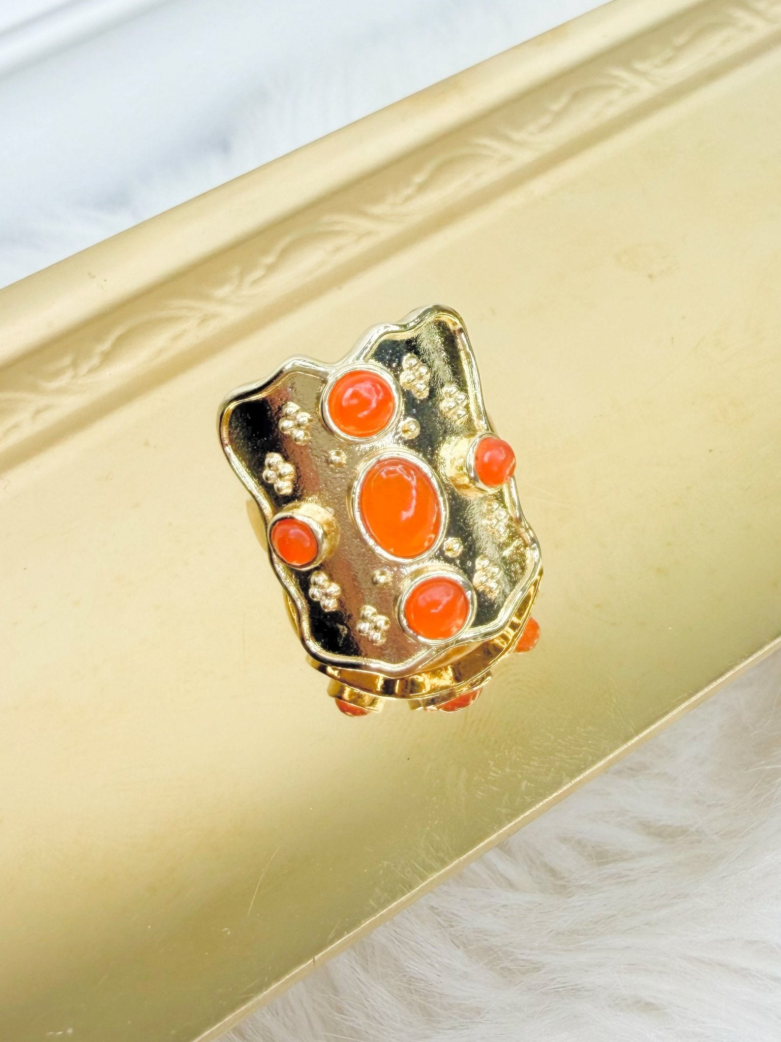 Sunset Coral Cluster Ring - Jessi Jayne Boutique