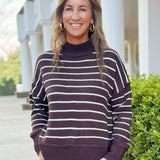 Chestnut Stripes Knit Pullover - Jessi Jayne Boutique