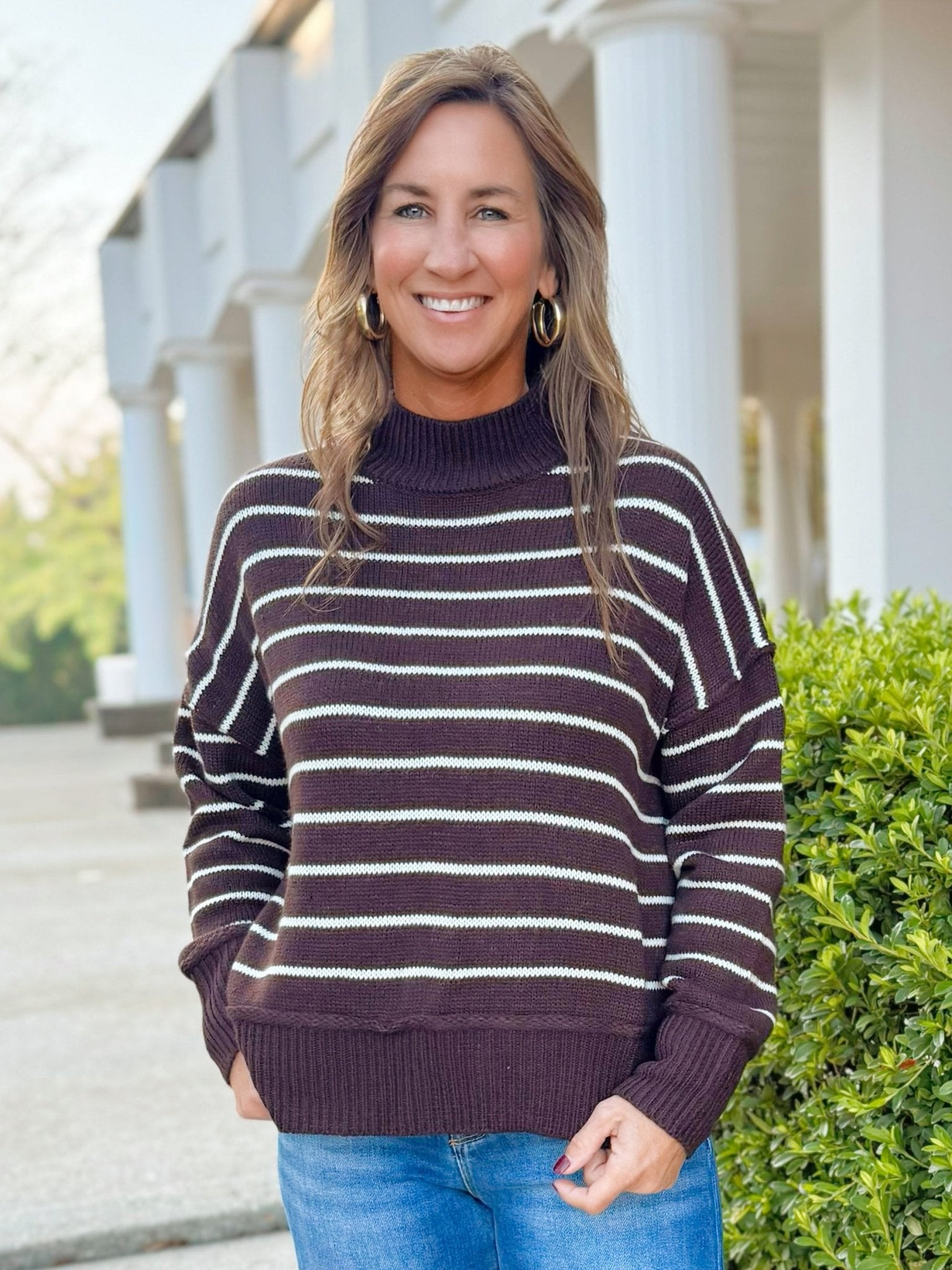Chestnut Stripes Knit Pullover - Jessi Jayne Boutique