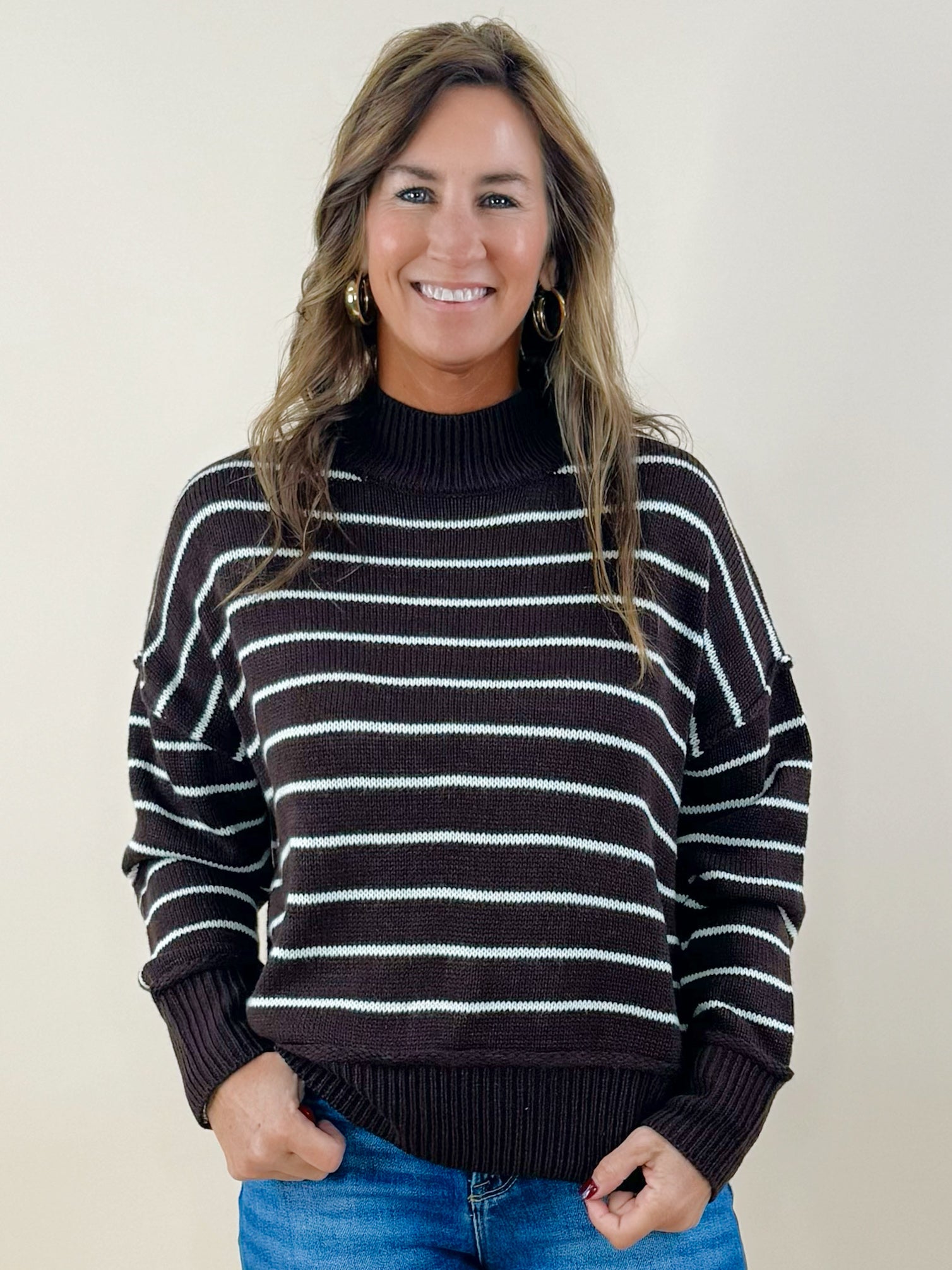 Chestnut Stripes Knit Pullover - Jessi Jayne Boutique