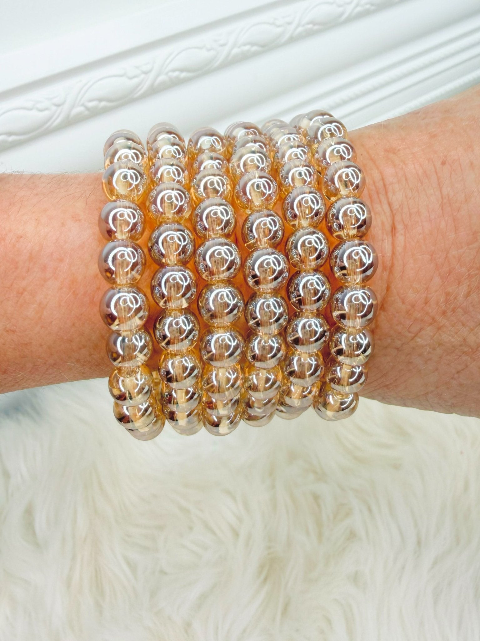 Champagne Toast Beaded Stretch Bracelet - Jessi Jayne Boutique