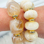Vanilla Cream Chunky Stretch Bracelet - Jessi Jayne Boutique