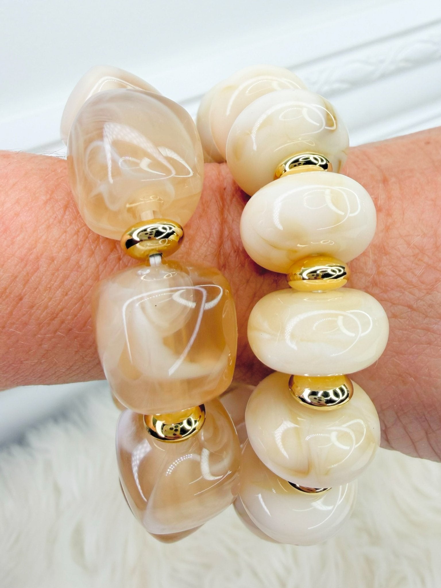 Vanilla Cream Chunky Stretch Bracelet - Jessi Jayne Boutique