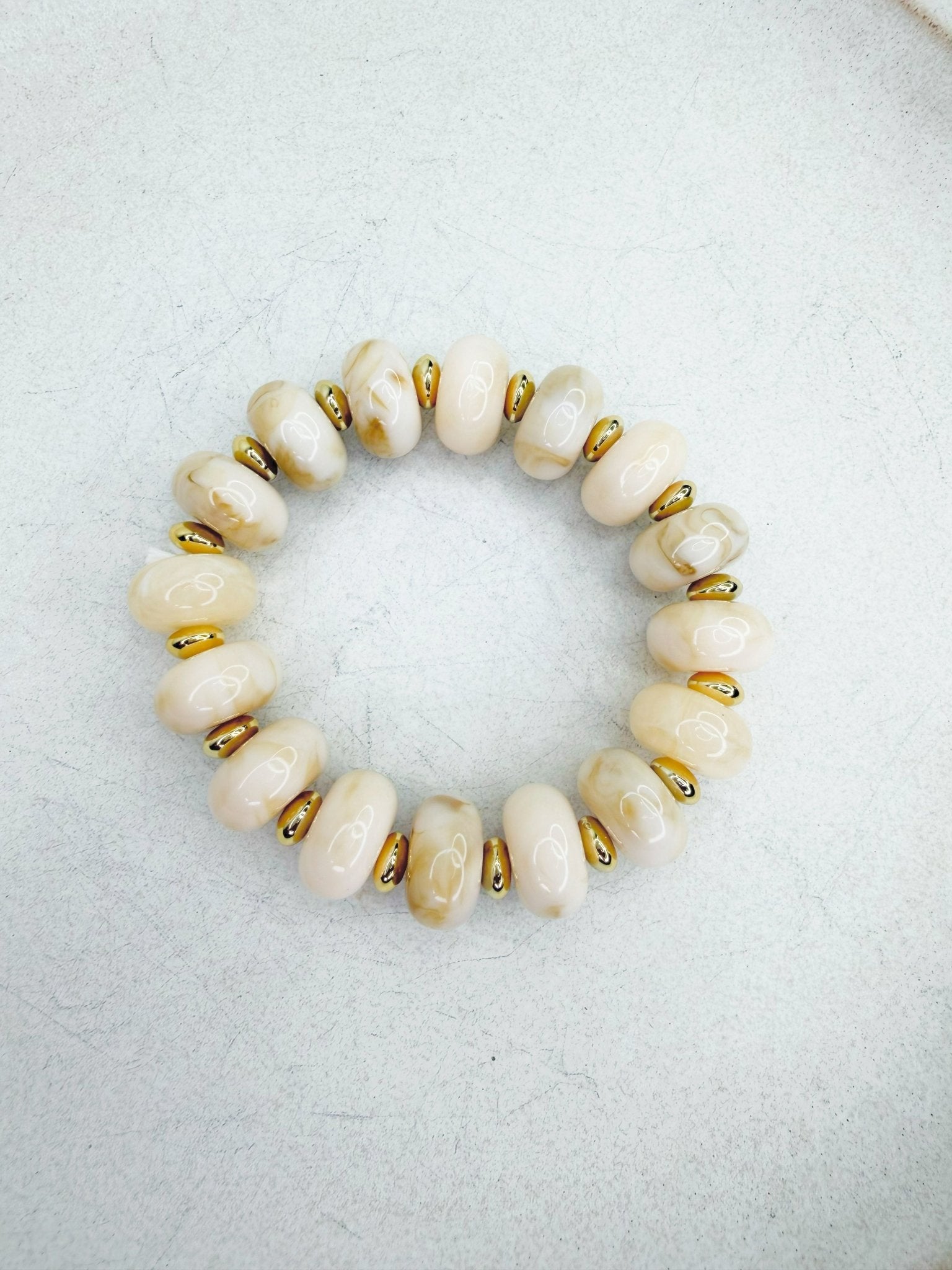 Vanilla Cream Chunky Stretch Bracelet - Jessi Jayne Boutique