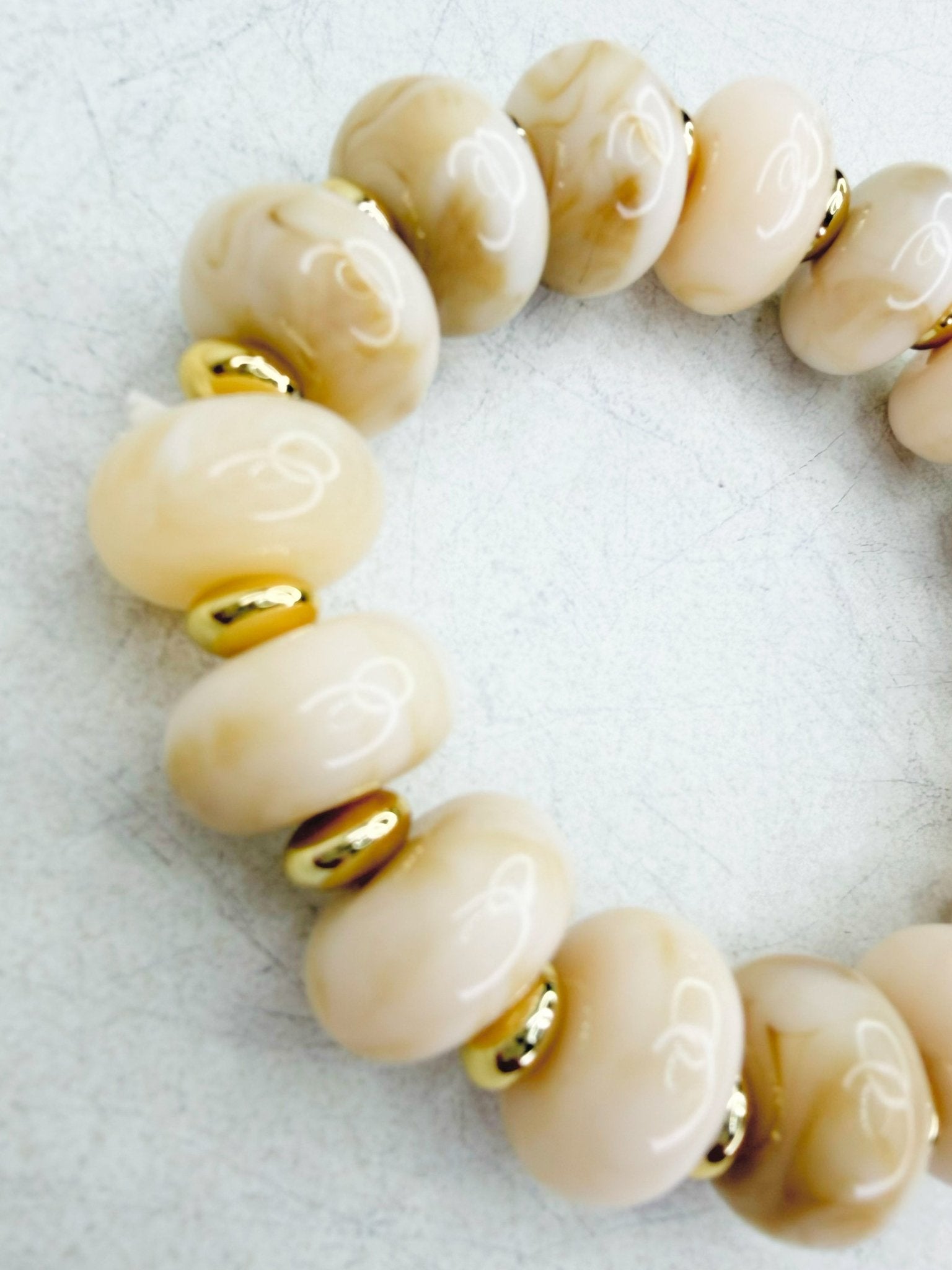 Vanilla Cream Chunky Stretch Bracelet - Jessi Jayne Boutique
