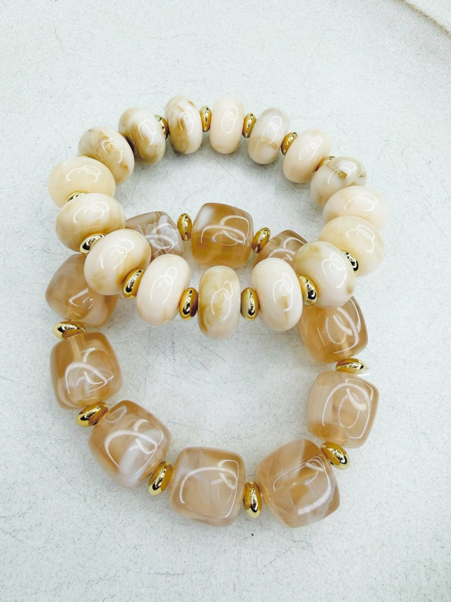 Vanilla Cream Chunky Stretch Bracelet - Jessi Jayne Boutique