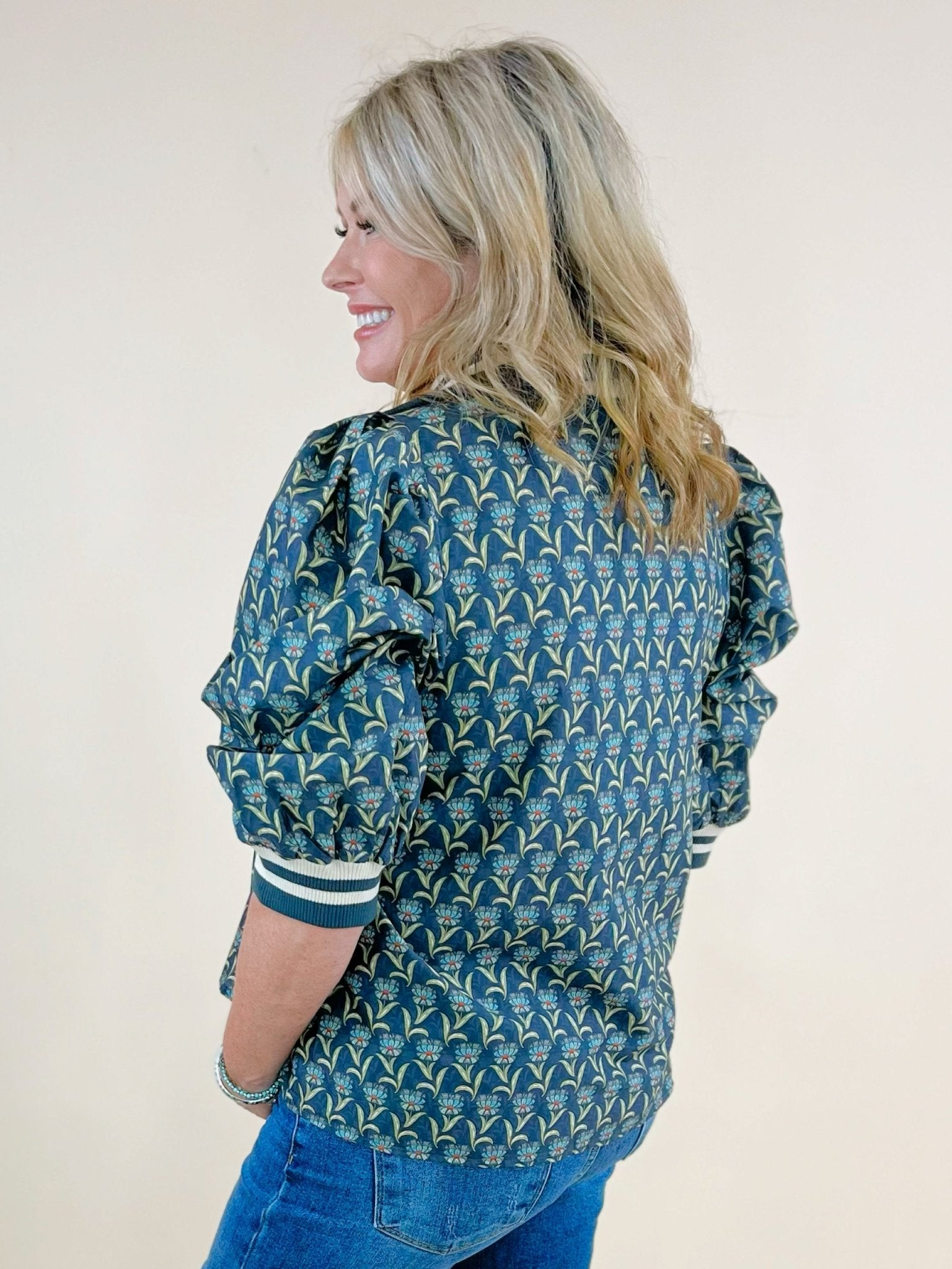 Garden Stripe Half Zip Top - Jessi Jayne Boutique