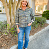 Garden Stripe Half Zip Top