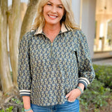 Garden Stripe Half Zip Top