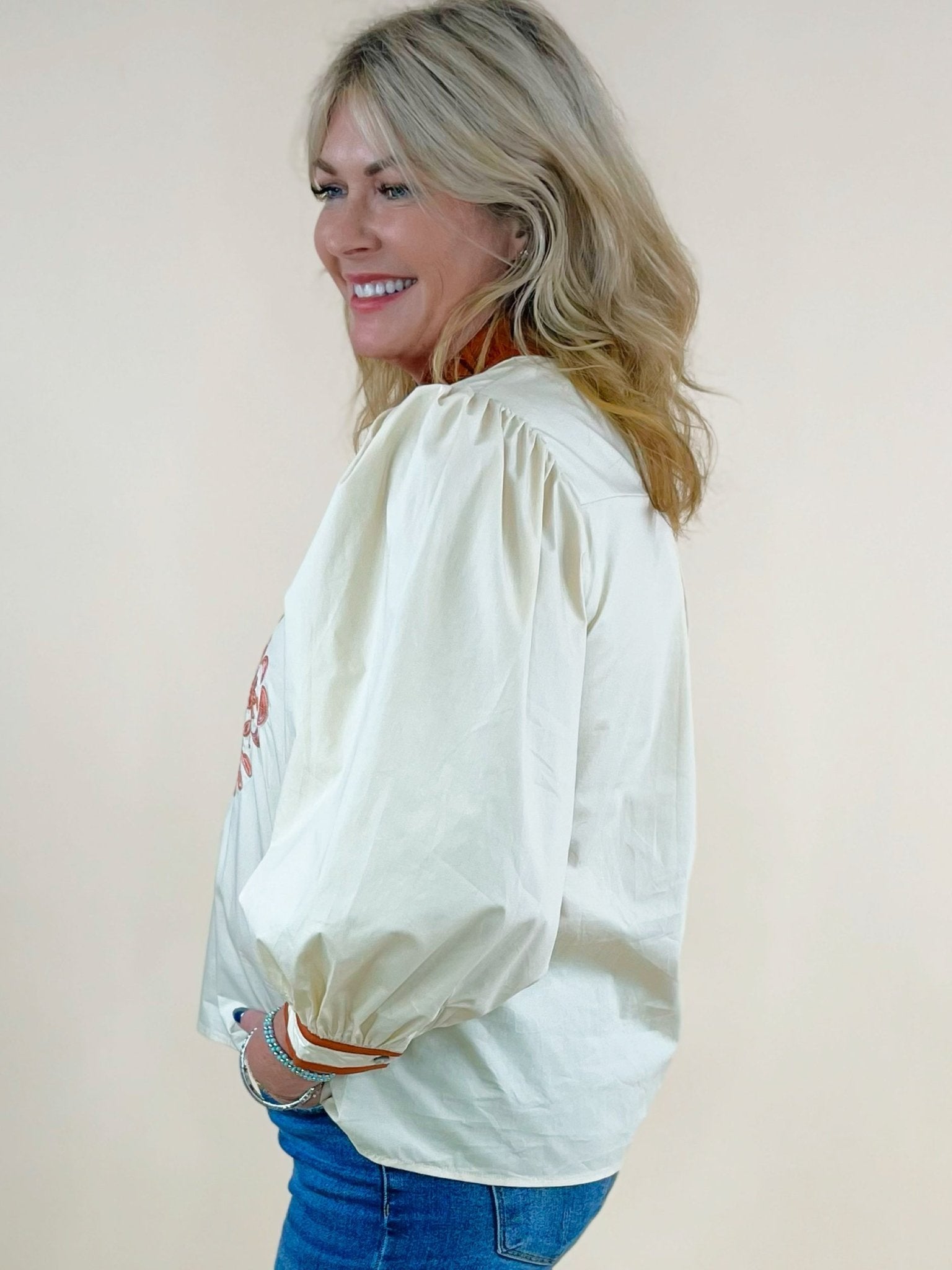 Desert Bloom Embroidered Top - Jessi Jayne Boutique