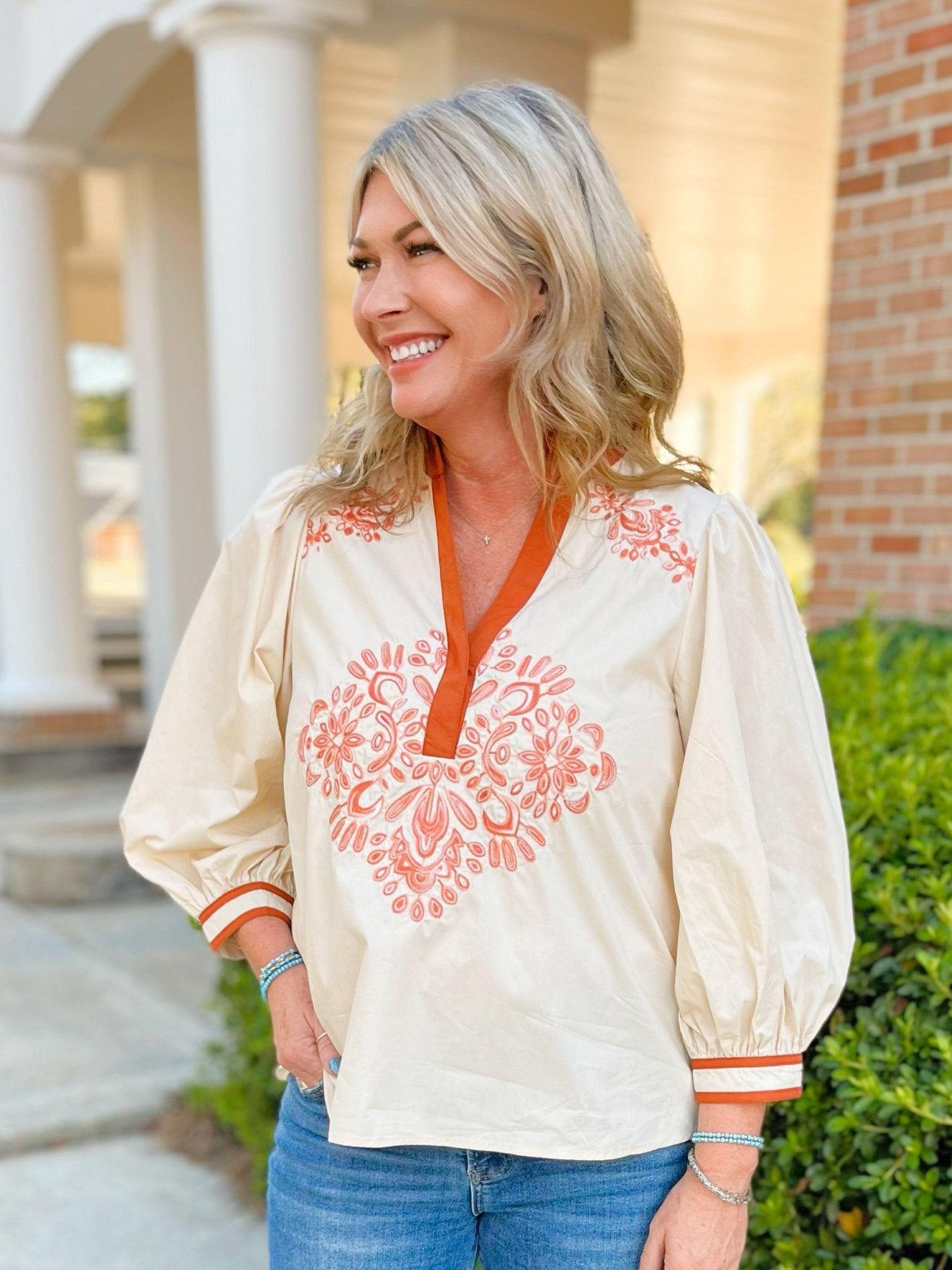Desert Bloom Embroidered Top - Jessi Jayne Boutique