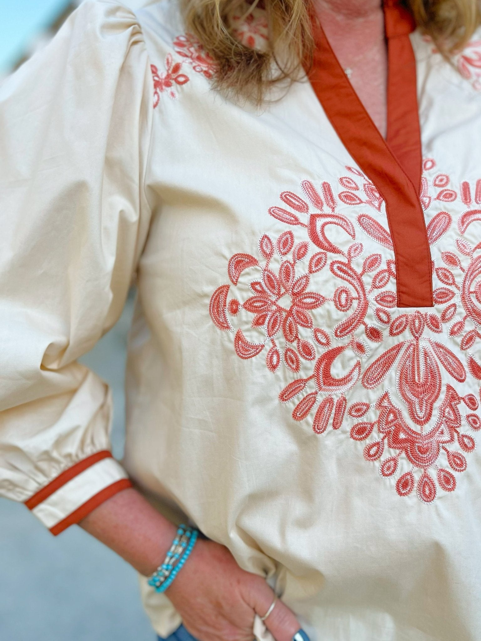 Desert Bloom Embroidered Top - Jessi Jayne Boutique