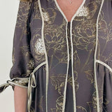 Mocha Botanical Midi Dress