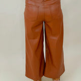 Judy Blue Tummy Control Camel Faux Leather Cropped Wide-Leg Pants