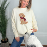 Puppy Love Ivory Crew Neck Sweater - Jessi Jayne Boutique