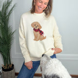 Puppy Love Ivory Crew Neck Sweater - Jessi Jayne Boutique