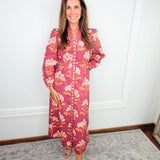 Autumn Terrace Floral Midi Dress