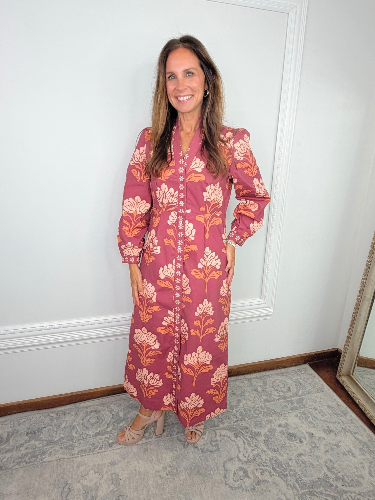 Autumn Terrace Floral Midi Dress - Jessi Jayne Boutique