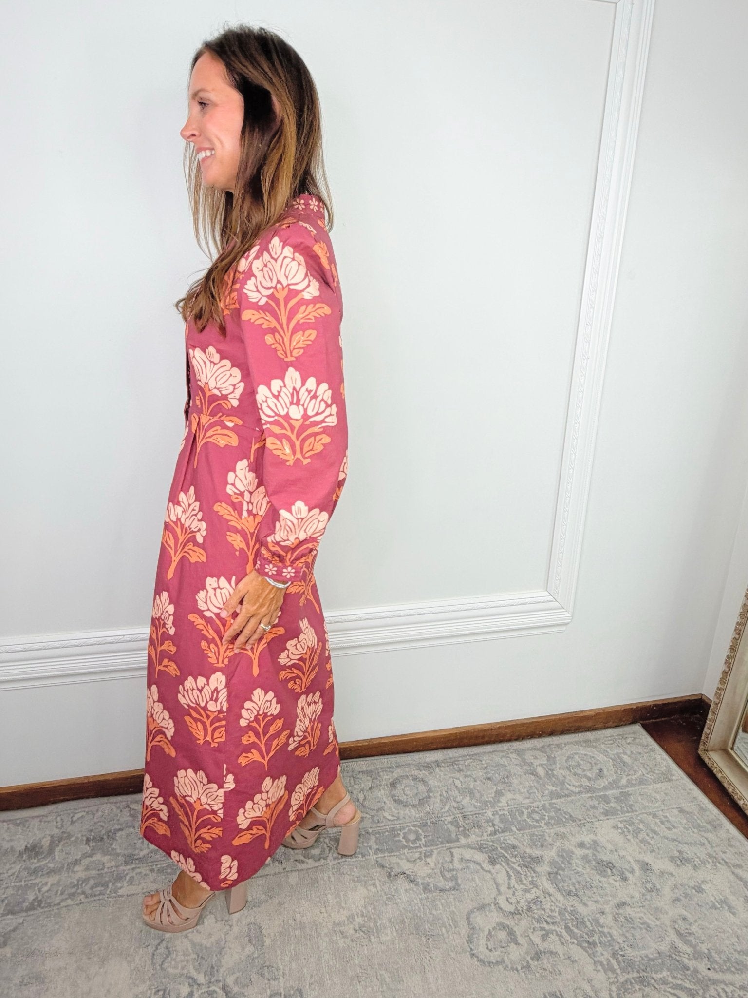 Autumn Terrace Floral Midi Dress - Jessi Jayne Boutique