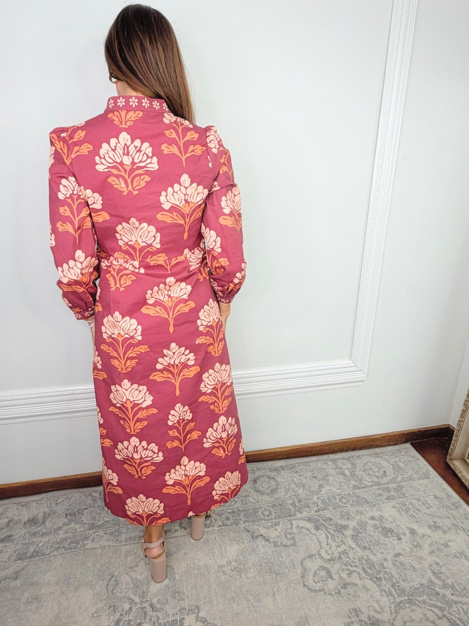 Autumn Terrace Floral Midi Dress - Jessi Jayne Boutique