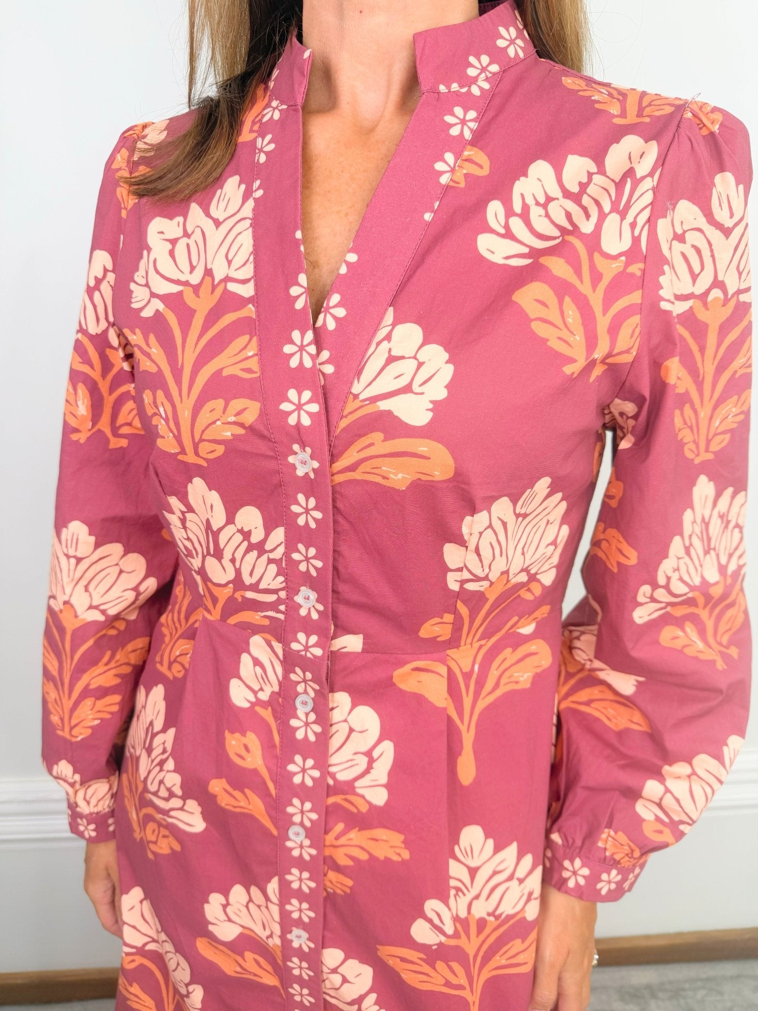 Autumn Terrace Floral Midi Dress - Jessi Jayne Boutique