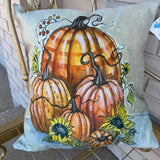 Daron's Pumpkin & Sunflowers Square 18" Pillow