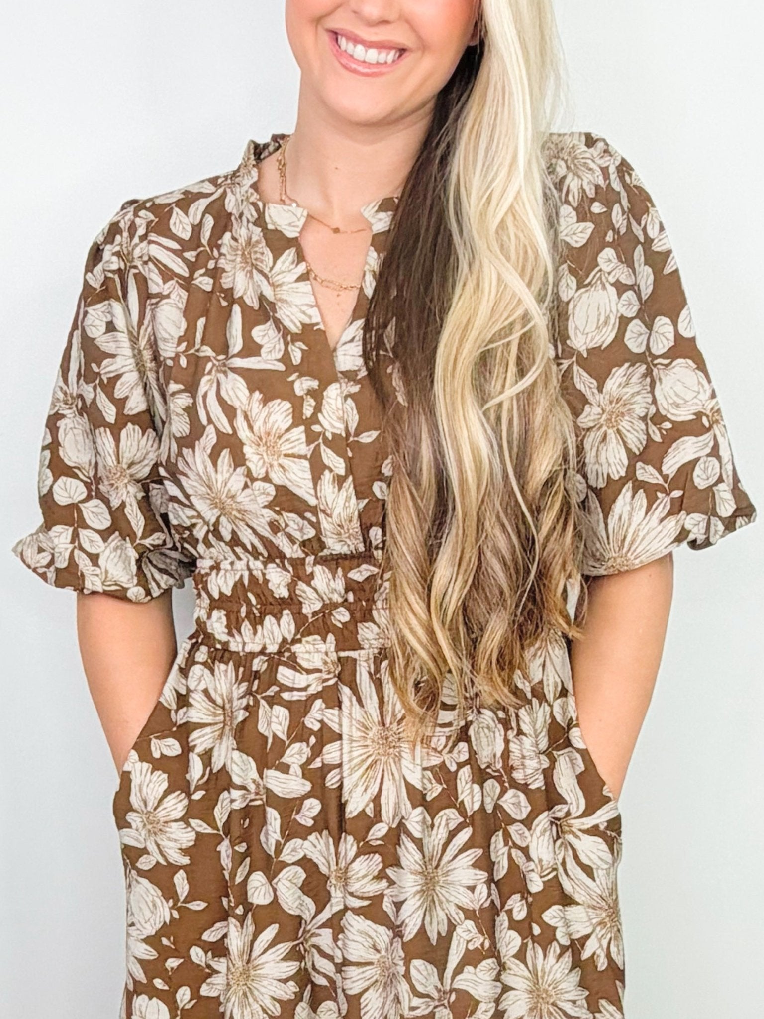 Autumn Manor Floral Midi Dress - Jessi Jayne Boutique
