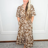 Autumn Manor Floral Midi Dress - Jessi Jayne Boutique