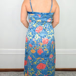 Blue Bouquet Satin Midi Slip Dress - Jessi Jayne Boutique