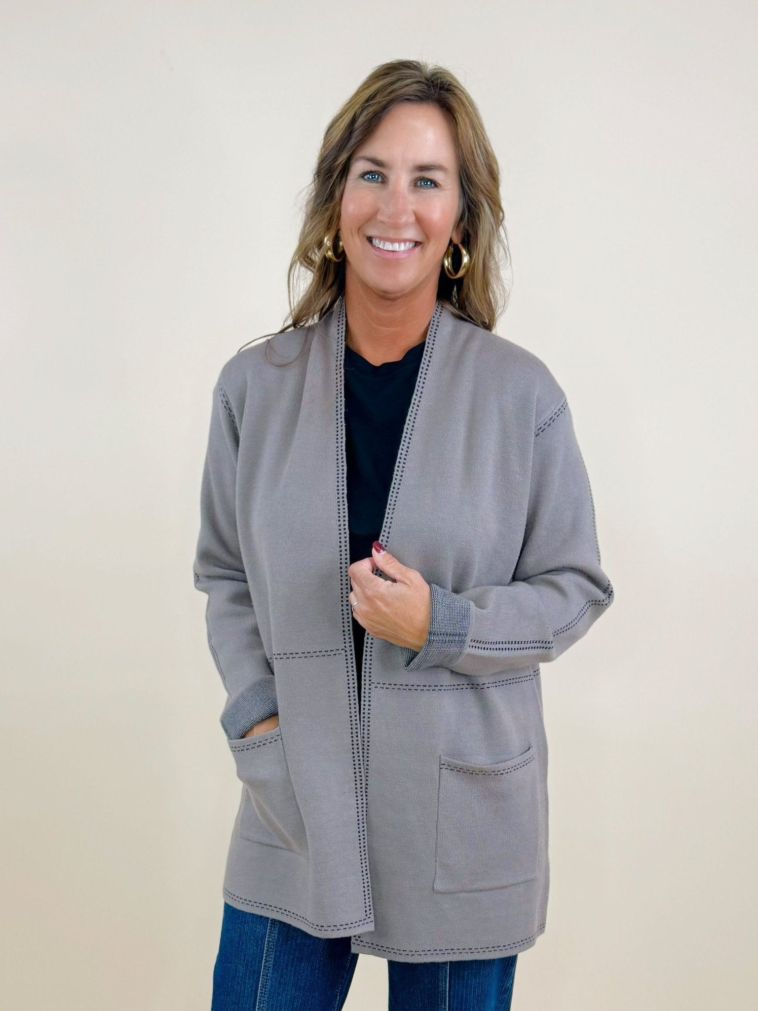 Sutton Pocketed Open Front Cardigan - Jessi Jayne Boutique