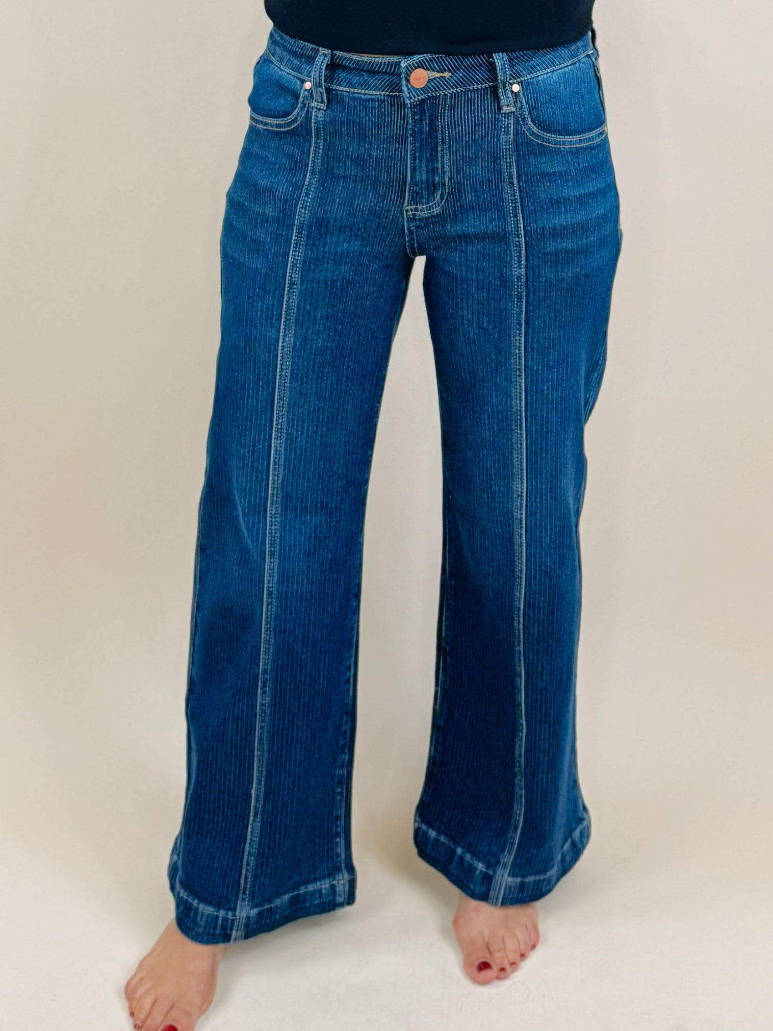 Risen Midtown Seamed Wide Leg Jeans - Jessi Jayne Boutique