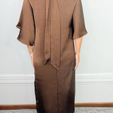 Cocoa Charm Satin Tie-Back Midi Dress