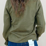 Olive Luxe Suede V - Neck Blouse - Jessi Jayne Boutique