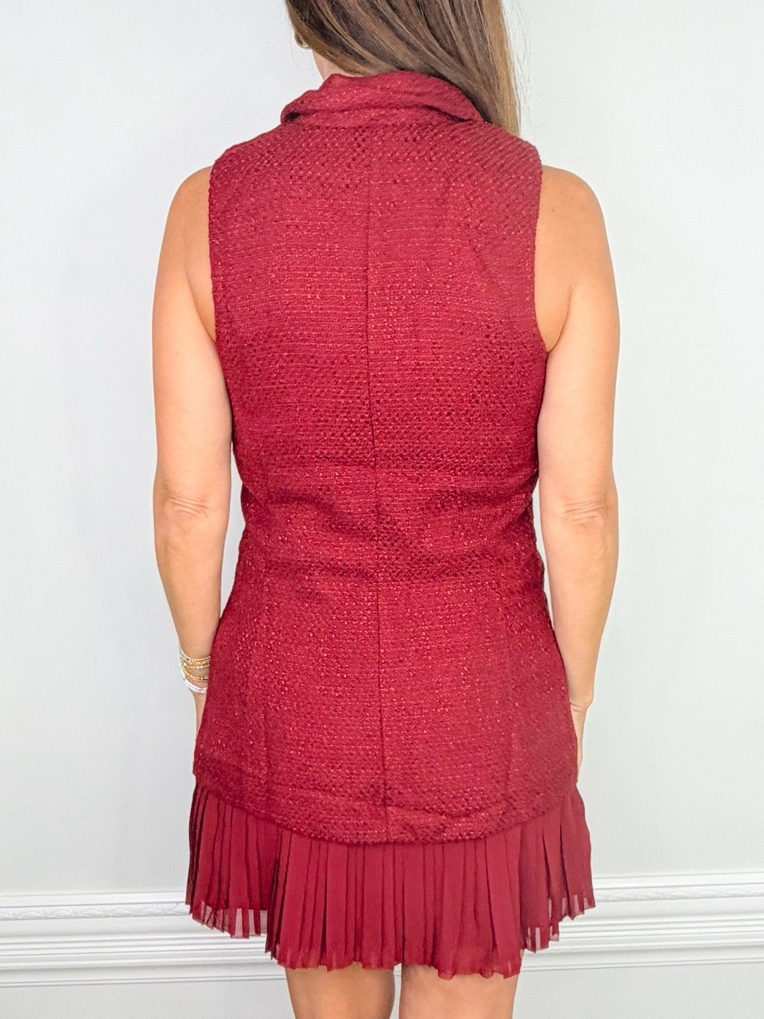 Uptown Wine Tweed Blazer Dress - Jessi Jayne Boutique