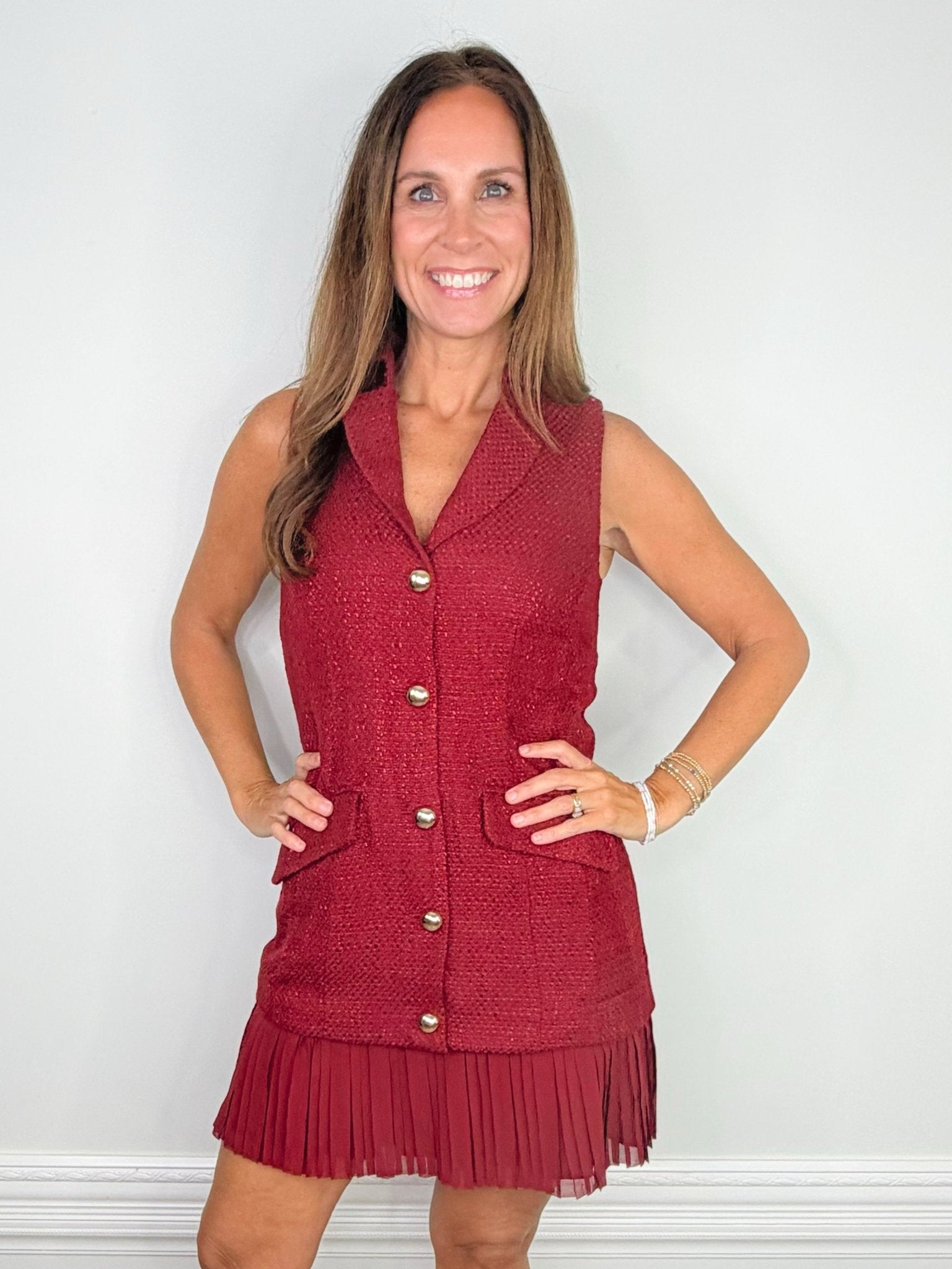 Uptown Wine Tweed Blazer Dress - Jessi Jayne Boutique