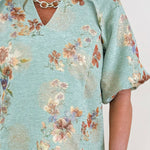 Shimmering Petals Jacquard Puff Sleeve Dress - Jessi Jayne Boutique