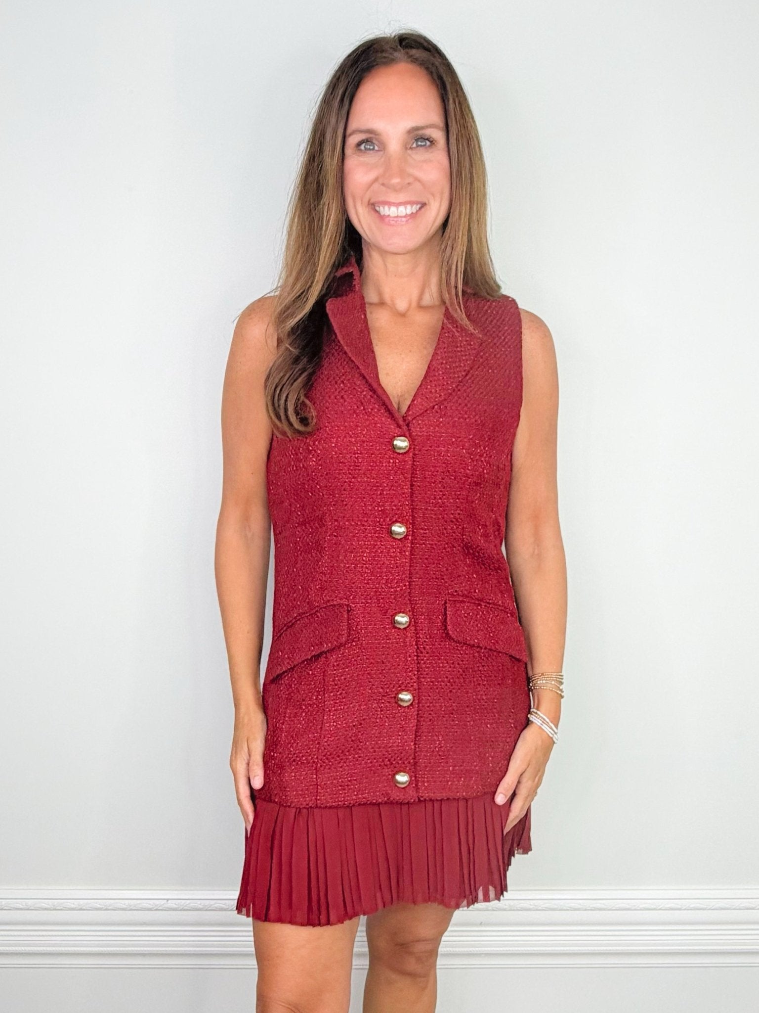 Uptown Wine Tweed Blazer Dress - Jessi Jayne Boutique