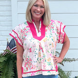 Pink Bloom Piping Top - Jessi Jayne Boutique