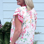 Pink Bloom Piping Top - Jessi Jayne Boutique