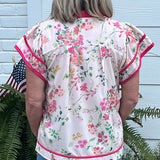 Pink Bloom Piping Top - Jessi Jayne Boutique