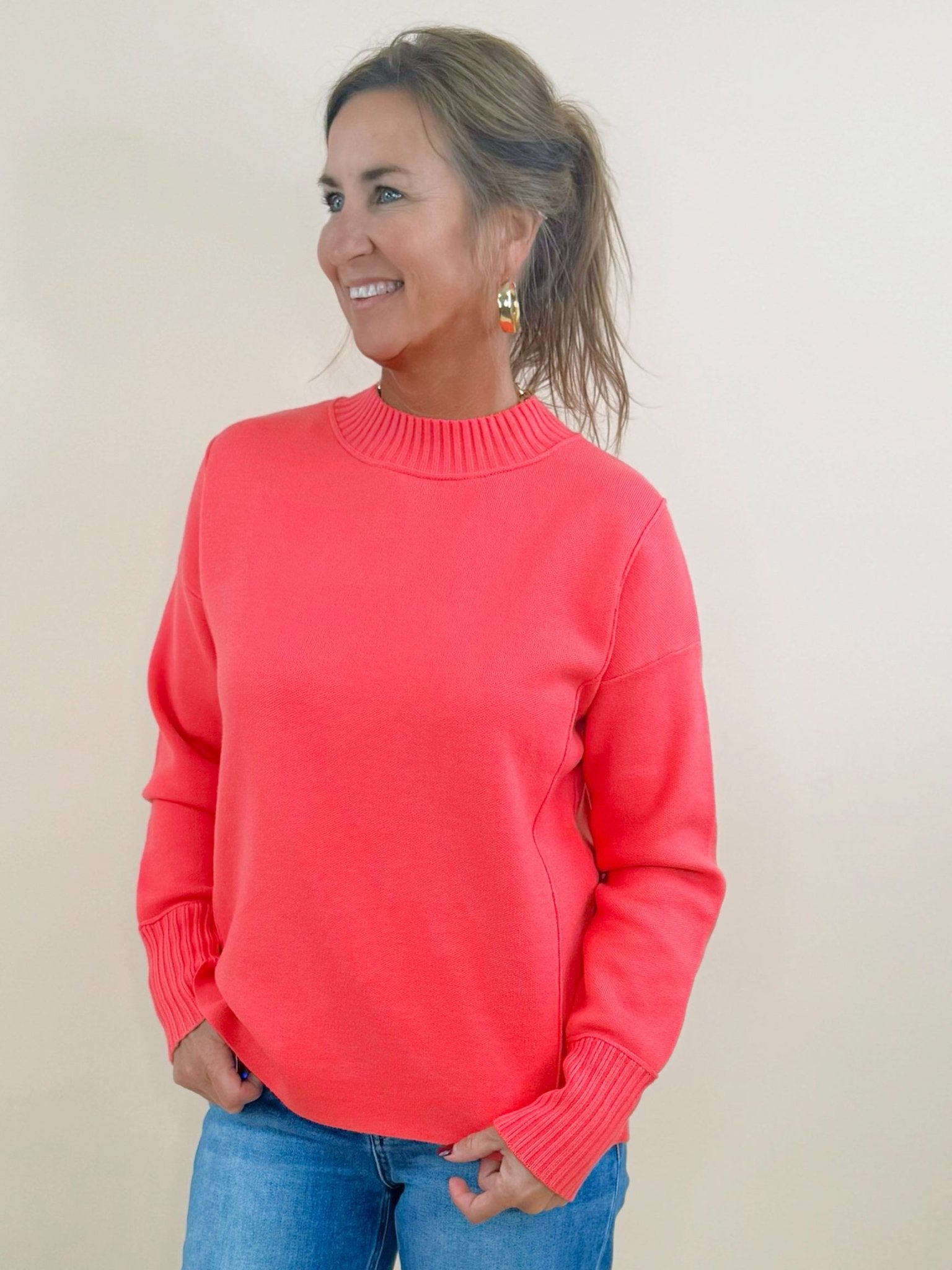 Harper Ribbed Mock Neck Sweater - Jessi Jayne Boutique