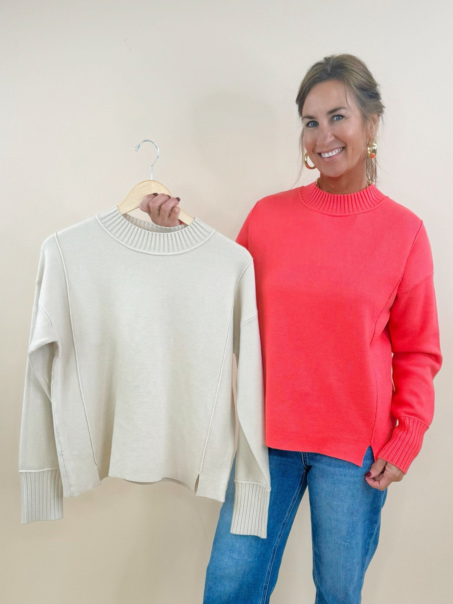 Harper Ribbed Mock Neck Sweater - Jessi Jayne Boutique