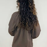 Vivienne Brown Textured V-Neck Blouse