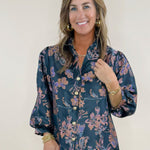 Enchanted Noir Floral Jacquard Blouse - Jessi Jayne Boutique