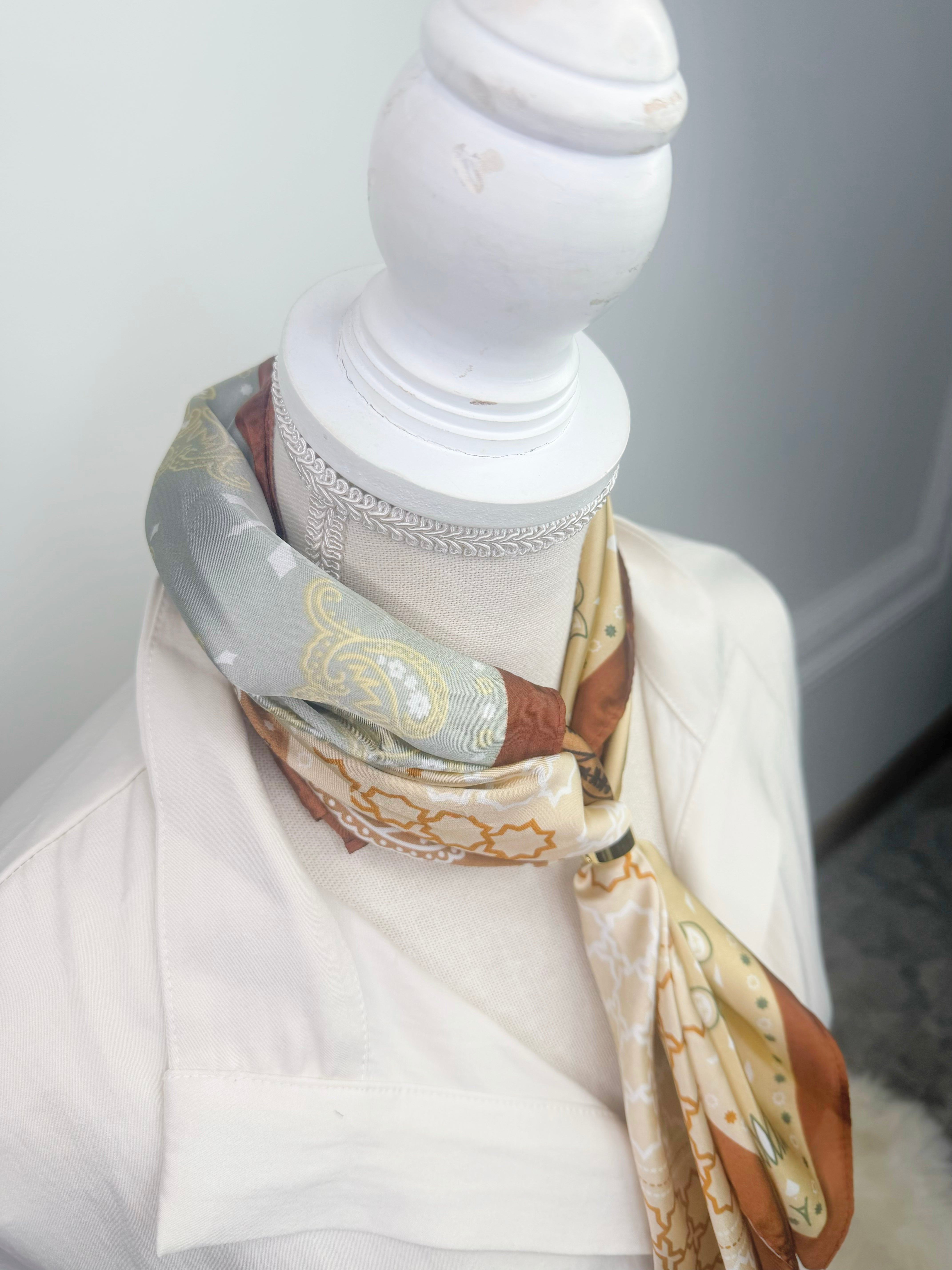 Golden Hour Slide Ring Satin Scarf - Jessi Jayne Boutique