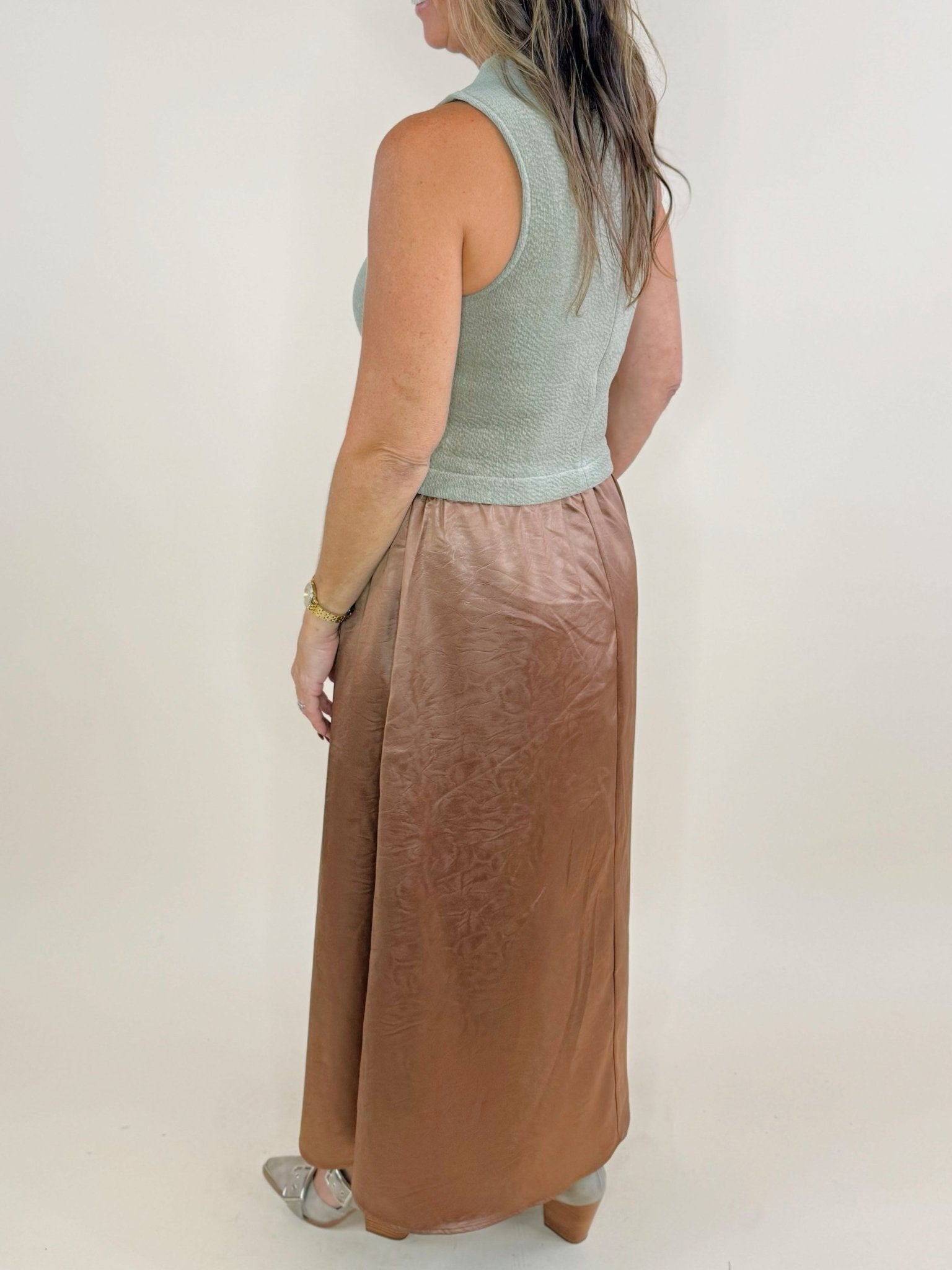Mocha Moments Mixed Media Maxi Dress - Jessi Jayne Boutique