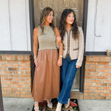 Mocha Moments Mixed Media Maxi Dress - Jessi Jayne Boutique