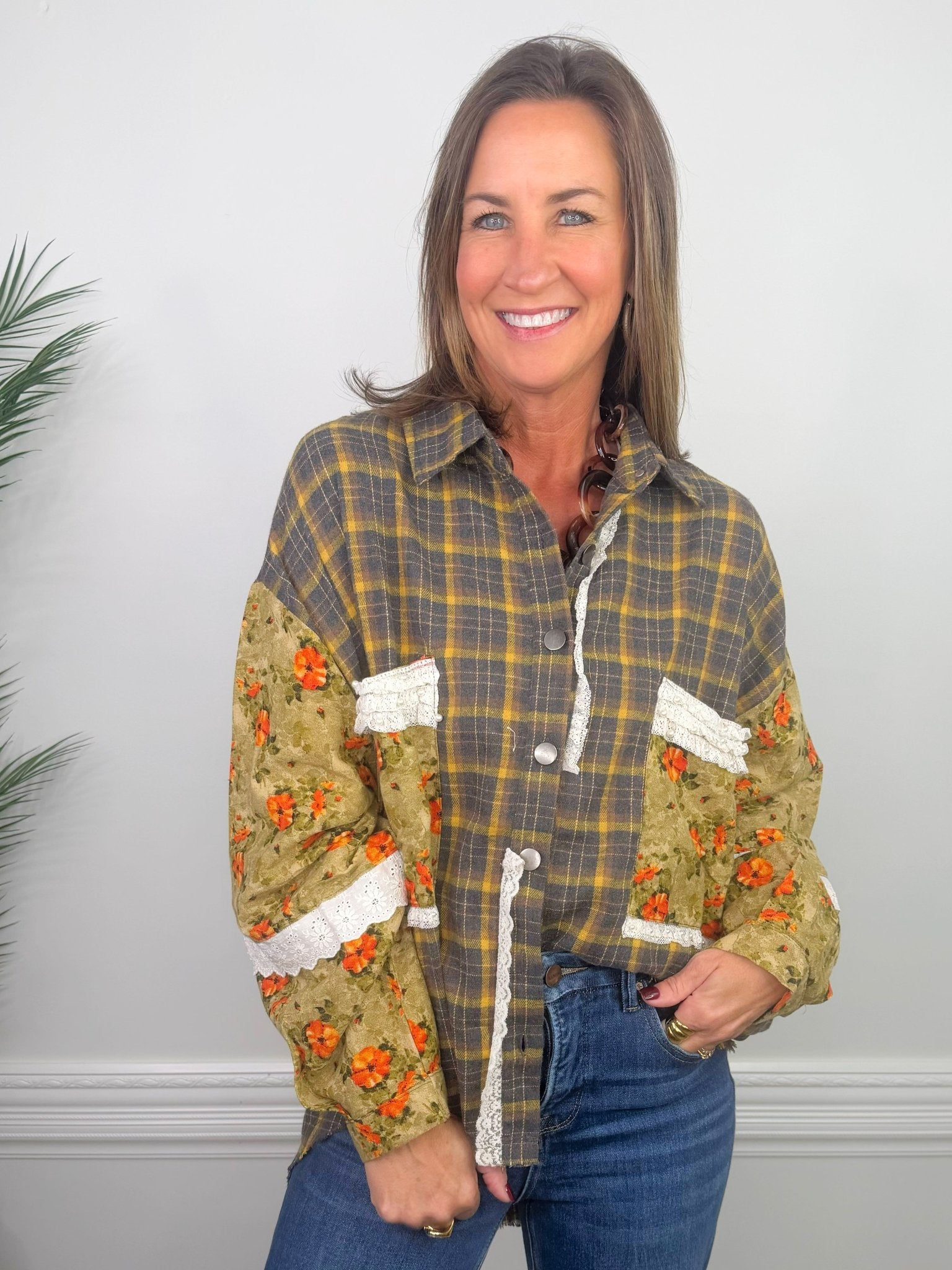 Campfire Olive Plaid Oversized Shirt - Jessi Jayne Boutique