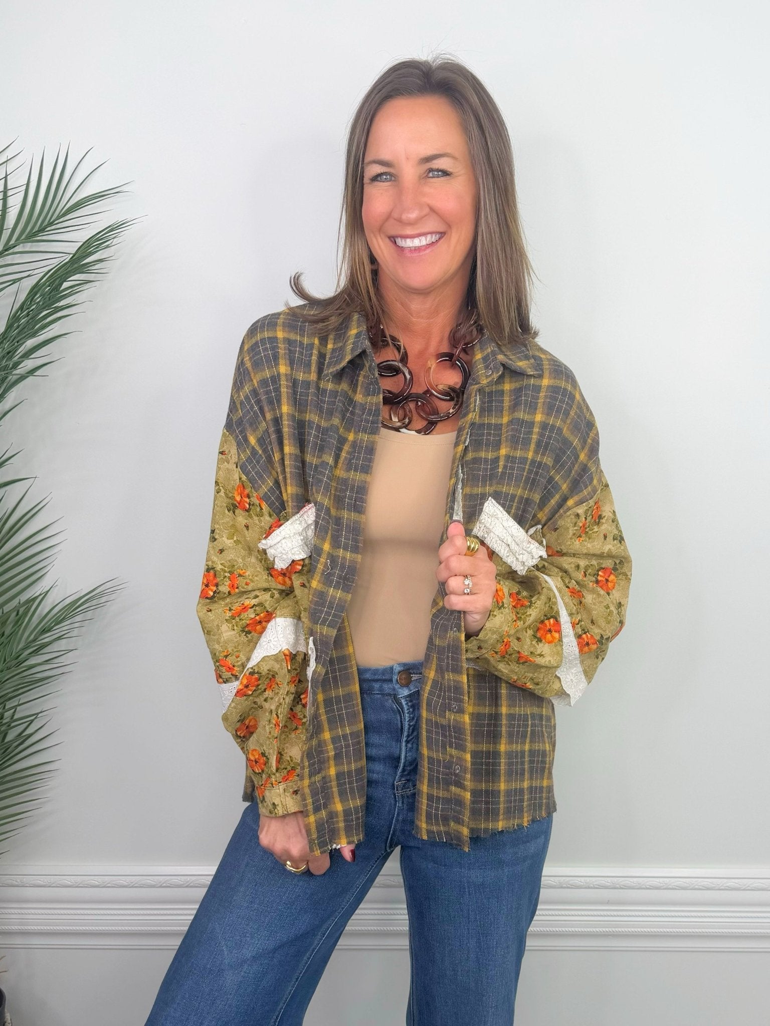 Campfire Olive Plaid Oversized Shirt - Jessi Jayne Boutique