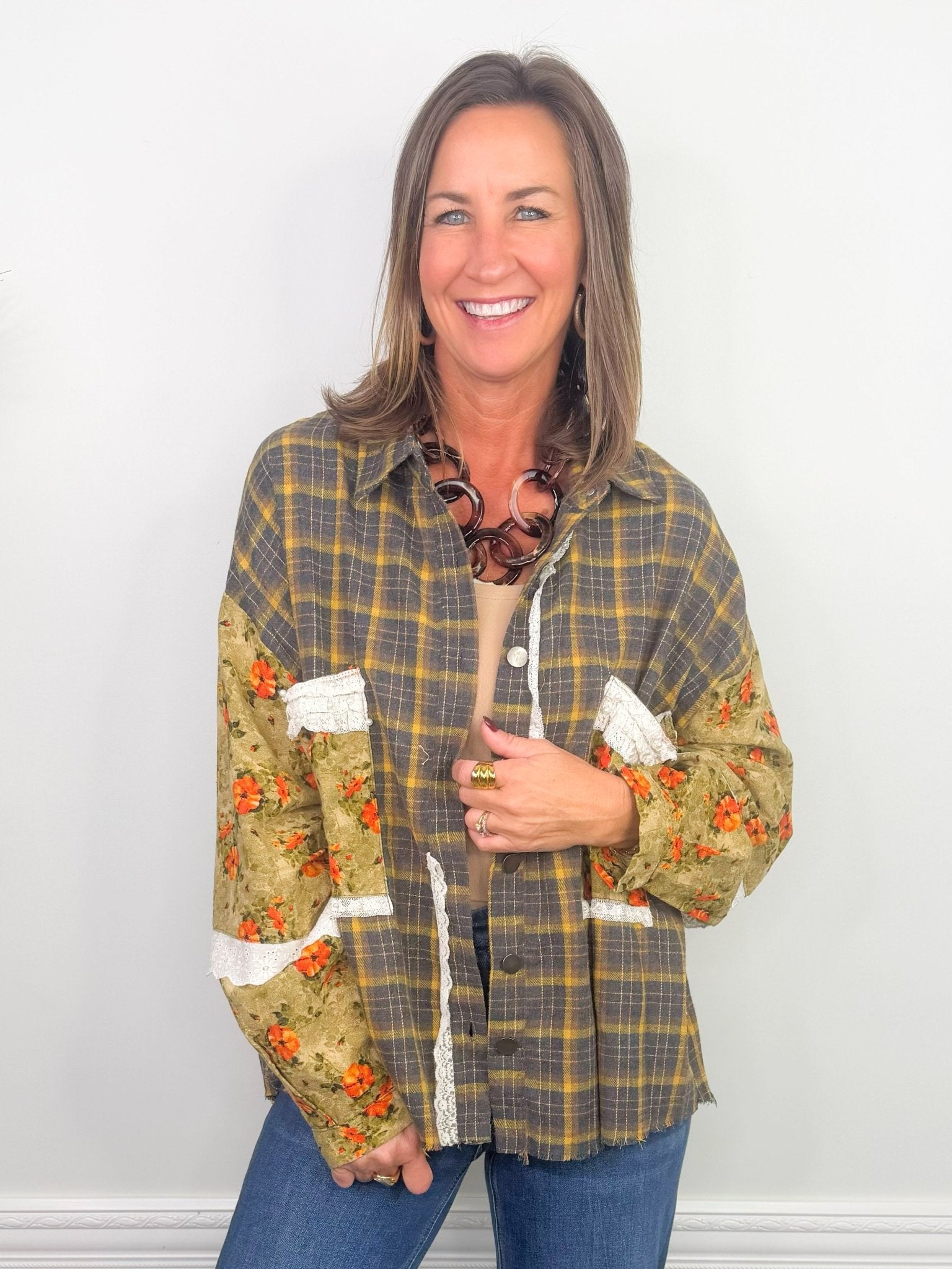 Campfire Olive Plaid Oversized Shirt - Jessi Jayne Boutique